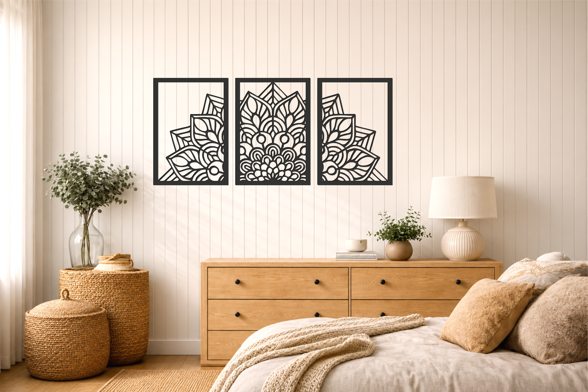 Set of 3_ Flower Mandala wall Art